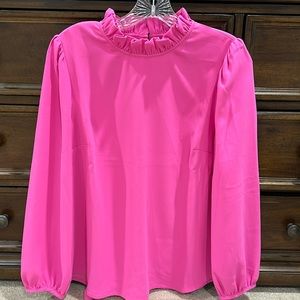 Jcrew Pink Ruffle Collar Top